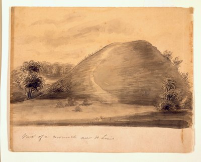 Ink Wash Drawing of One of the Indian Mounds near St. Louis by Anna Maria von Phul by Anna Maria von Phul